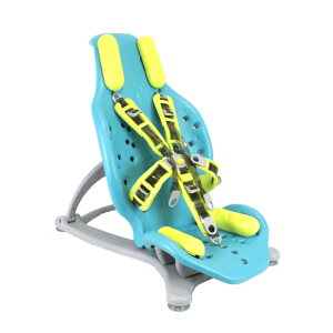 Splashy chaise de baignoire bleu avec harnais et cales vert anis